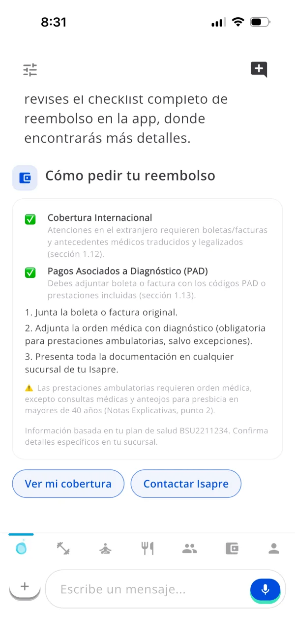 Alma explica cómo pedir un reembolso según el plan de salud de la persona